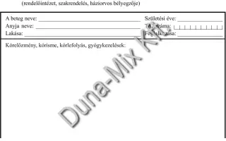 Gyógykezelési karton 1